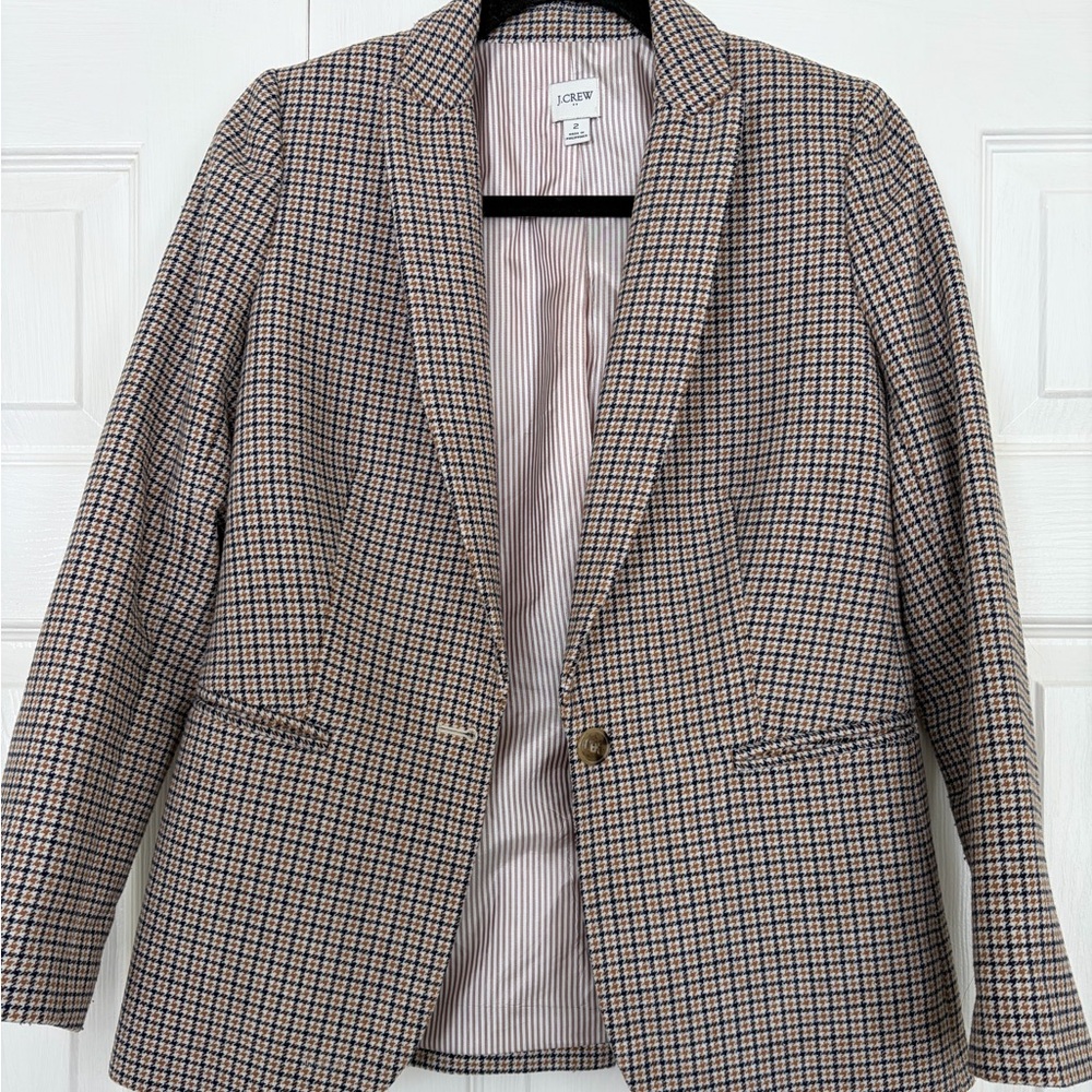 JCrew Factory Houndstooth Wool Blazer